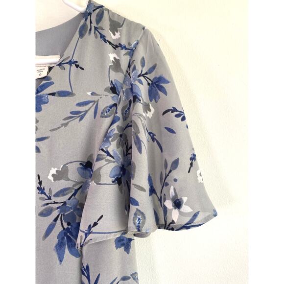 Coldwater Creek Grey and Blue Floral Maxi Dress Size 10 - Picture 2 of 8